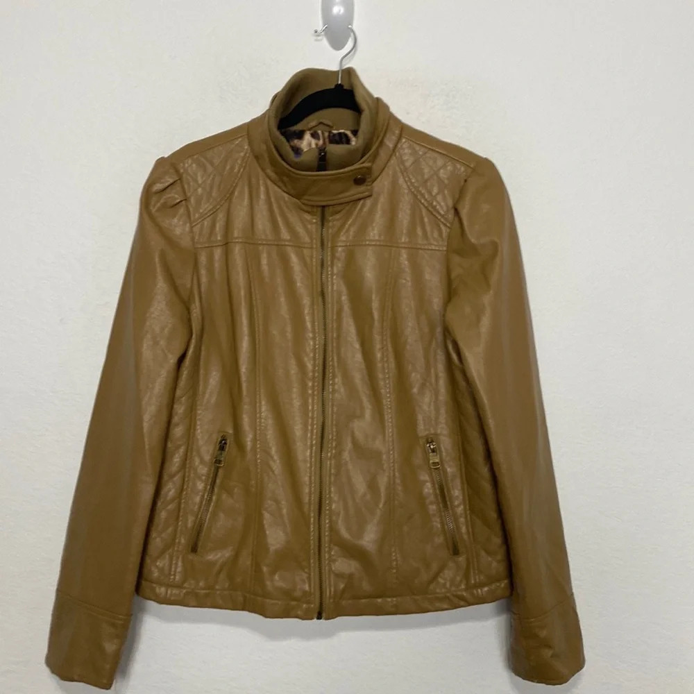 Madden Girl Tan Faux Leather Jacket Size XL